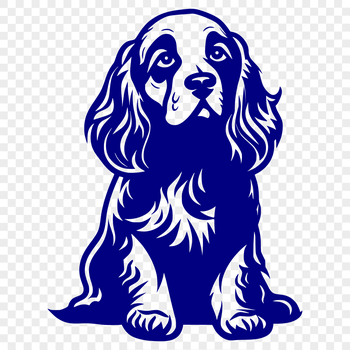 A sitting cocker spaniel with a calm expression, illustrated in vector format.