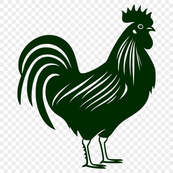 A full body illustration of a farm animal, specifically a rooster.
