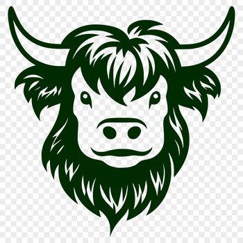 A simple illustration of a cow's head, suitable for use in vector graphics and digital design.