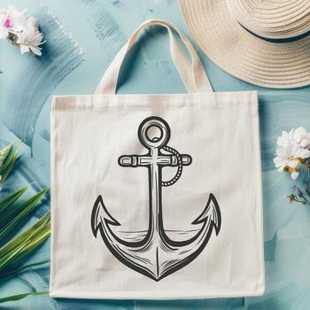 A detailed illustration of a traditional anchor, suitable for nautical-themed designs.