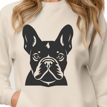 Illustration of a French Bulldog's head with distinctive facial features.