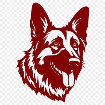A detailed illustration of a German Shepherd's head from the side view.
