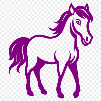 A simple line drawing of a cute horse standing in full body pose.
