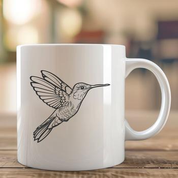 An illustration of a hummingbird bird perched on a flower or branch, depicted in detailed vector art style.