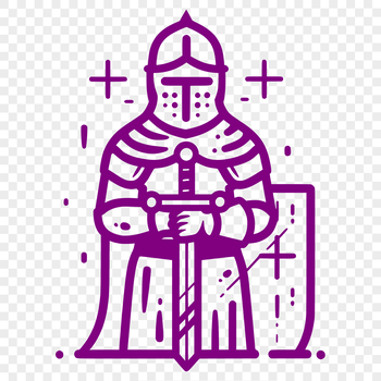 A medieval knight in armor, suitable for vector art and clip art designs.