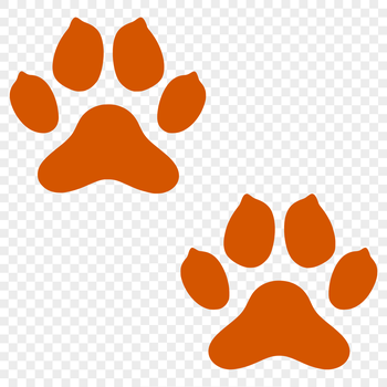 A collection of paw prints in various shapes and sizes designed for use as clip art.