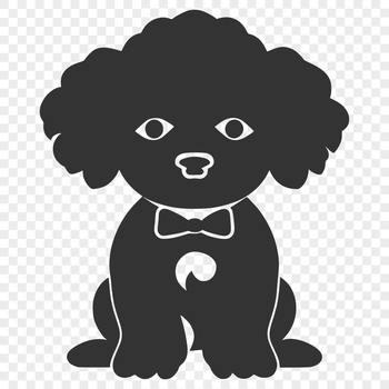 A sitting Poodle in full-body view with detailed features.