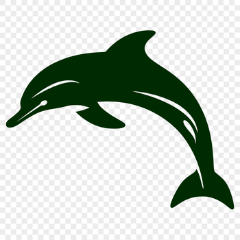 A digital illustration of a dolphin, depicted in full body with a sleek and streamlined shape.