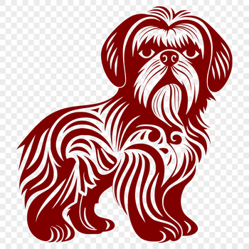 A stylized illustration of a Shih Tzu dog in full body, standing pose.