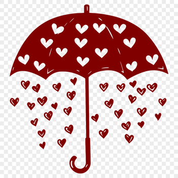 A colorful umbrella design with heart symbols, suitable for crafting and DIY projects.