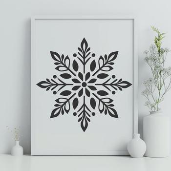 A delicate, intricately designed snowflake vector graphic, ideal for winter-themed projects.