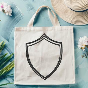 A detailed vector design of a shield with intricate patterns.