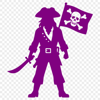 A stylized illustration of a pirate in an SVG format, suitable for cutting machines and vector graphics.