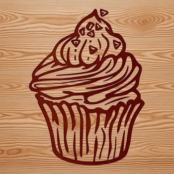 A decorative cupcake with frosting and sprinkles on a white background, ideal for custom designs and printing.