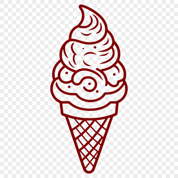 A colorful illustration of a scoop of ice cream in a cone, designed as a scalable vector graphic.