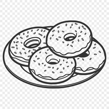 A digital illustration of a classic donut dessert with rounded edges and soft texture.