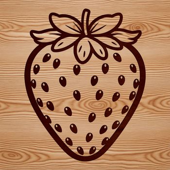 A vector graphic representation of a single strawberry.