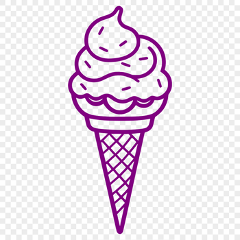 A digital illustration of a cone-shaped ice cream with colorful swirls of frozen treat.