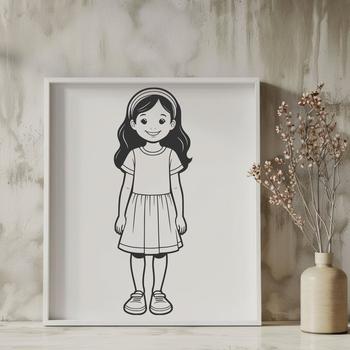 A young girl depicted in simple vector style.