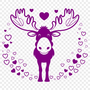 Moose animal illustration in vector format with love hearts, suitable for digital designs.