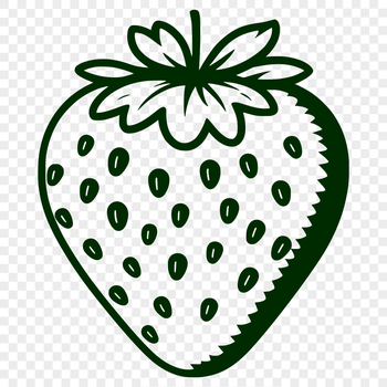 An SVG vector graphic representation of a fresh strawberry fruit, suitable for digital design and printing.