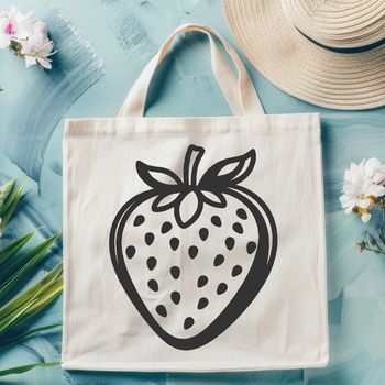 A high-quality illustration of a single strawberry with leaves.