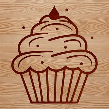 A cupcake design created as a vector art image in SVG format, suitable for cutting with a Cricut machine or laser cutter.