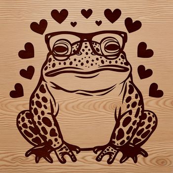 An illustration of a toad surrounded by love hearts.