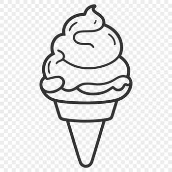 A stylized graphic representation of an ice cream dessert, suitable for use as clip art or vector design template.