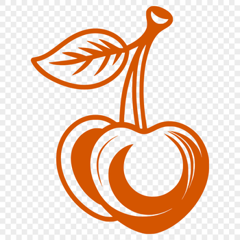A vector representation of a single cherry, suitable for graphic design and cutting projects.
