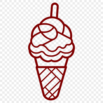 A vector design featuring a single serving of ice cream with a waffle cone.