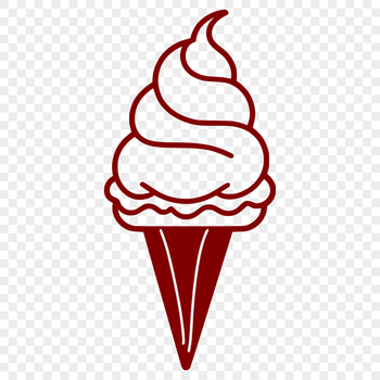 A stylized illustration of a scoop of ice cream on a cone.