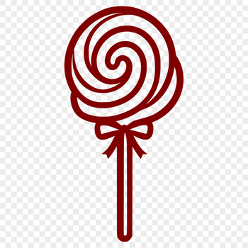 A simple vector design of a sweet treat featuring a long stick and a colorful candy center.