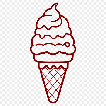 A colorful illustration of an ice cream cone with a scoop of creamy treat.