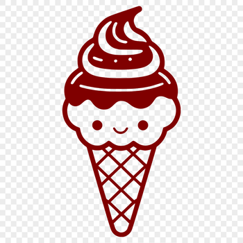 A simple vector design of an ice cream dessert served in a waffle cone.