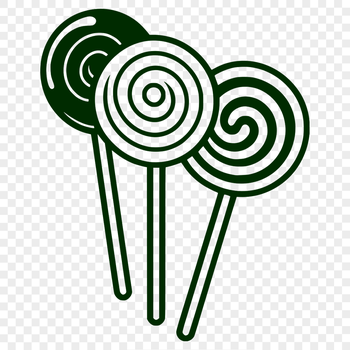 A colorful illustration of a classic lollipop with swirls and sprinkles.