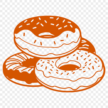 A simple illustration of a donut made from vector shapes, suitable for digital cutting machines like Cricut.
