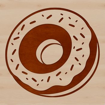 A stylized illustration of a circular dessert with a hole in the center.