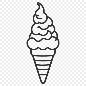 An edible dessert made from frozen sweetened cream depicted as vector graphics.