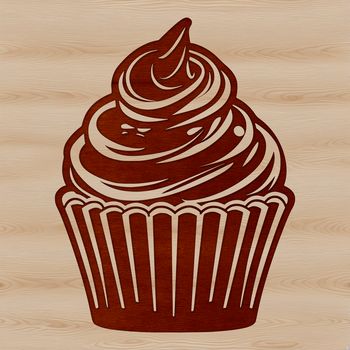 A digital illustration of a single serving-sized dessert cake on a plate.
