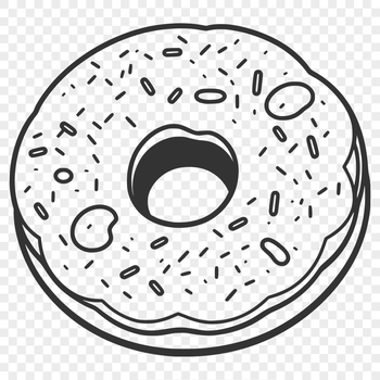 A stylized illustration of a single serving donut on a white background.