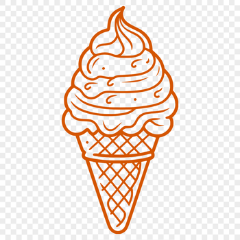 A colorful illustration of a single serving ice cream cone with a few scoops of dessert.