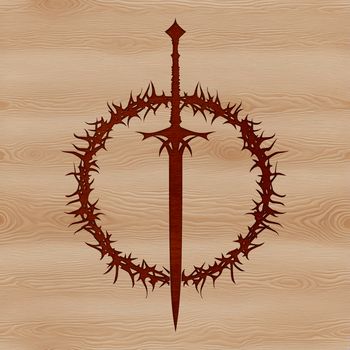 A medieval-style sword with thorns along the blade, designed as vector art.