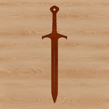 A sharp-edged sword with a metallic design and ornate details.