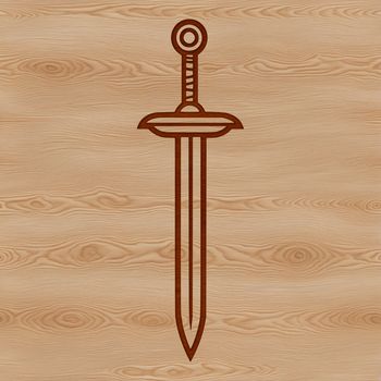 An ornate sword design featuring sharp angles and precise lines.