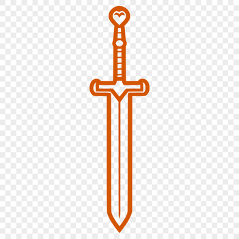 An SVG vector graphic representation of a sharp-edged sword with a classic hilt.