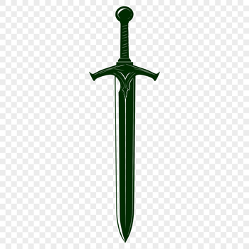 A vector graphic representation of a sword featuring sharp edges and ornate details.