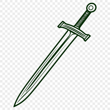 A 2D illustration of a medieval-style sword, suitable for vector art and cutting machine designs.