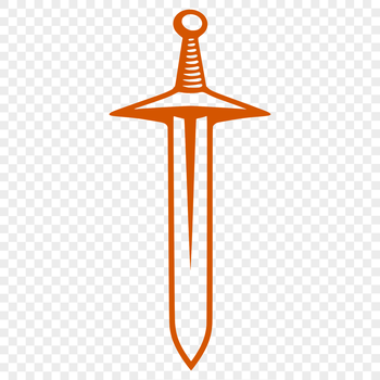 A detailed illustration of a sword with intricate design elements.