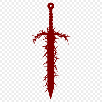 A medieval-style sword with sharp thorns along its blade, ideal for vector art projects.